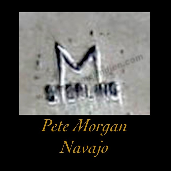 Signed - Pete Morgan, Navajo. Vntg Crushed Turquoise Coral Sterling Silver Ring - Picture 8 of 8